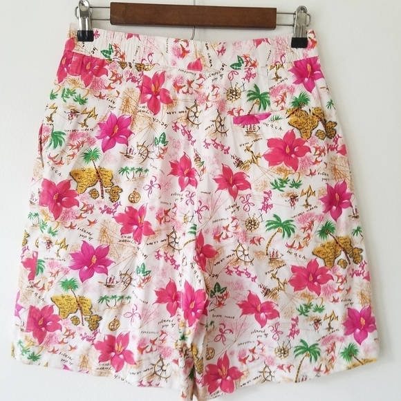 Vintage Floral Tropical Hawaiian Baggy Pleated Shorts Size 6 - Picture 5 of 10